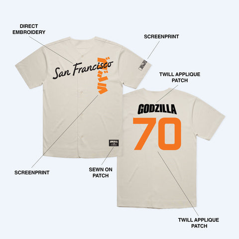 Godzilla Baseball Collection: 70th Anniversary San Francisco Jersey